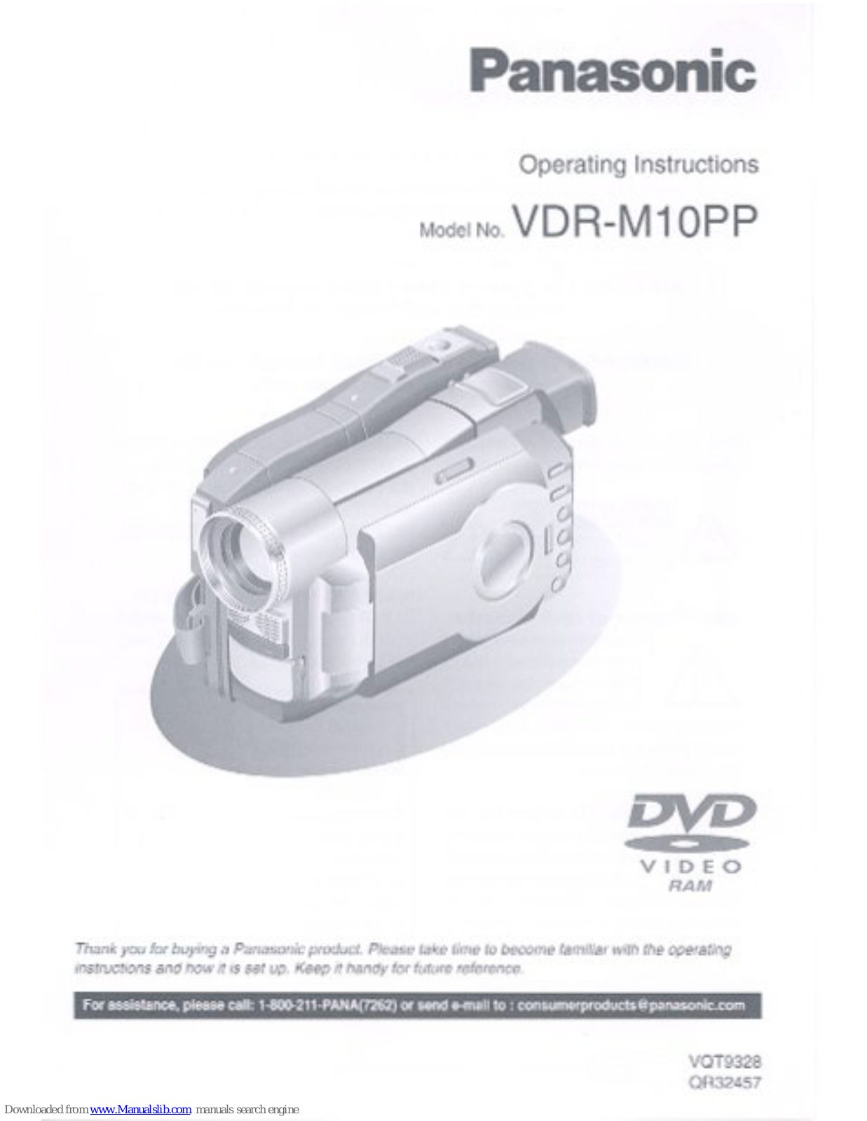 Panasonic VDR-M10, VDRM10PP - DVD CAMCORDER, VDR-M110PP Operating Manual