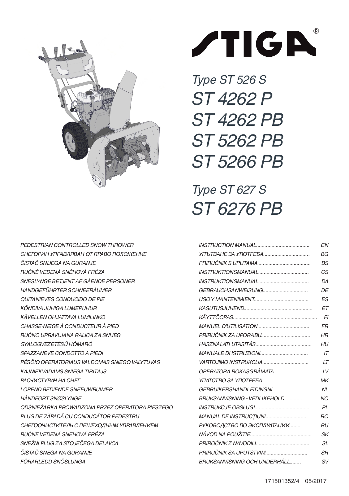 Stiga ST 4262 P, ST 4262 PB, ST 5262 PB, ST 5266 PB, ST 6276 PB User guide