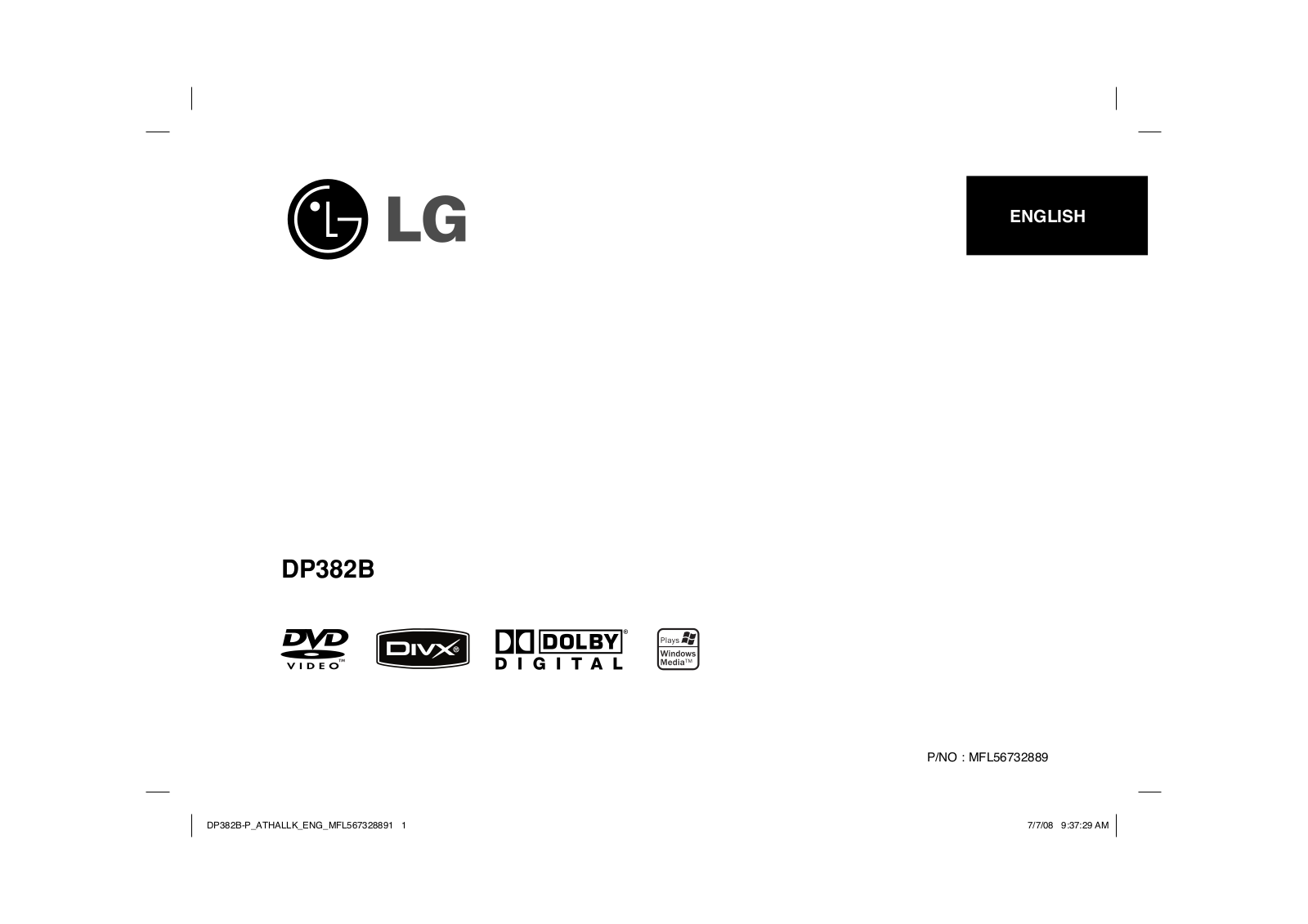 Lg DP382B User Manual