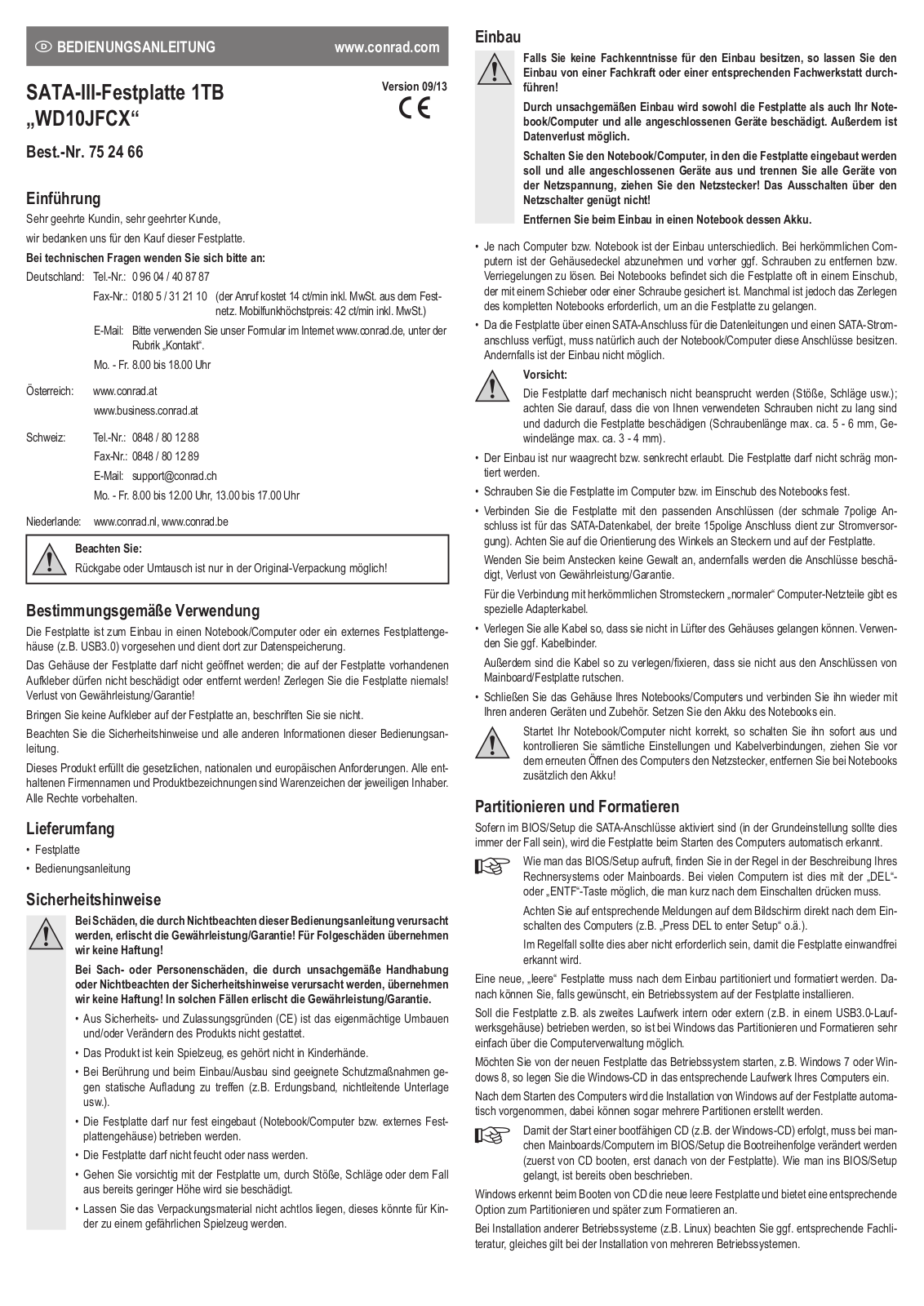 WD WD10JFCX User guide