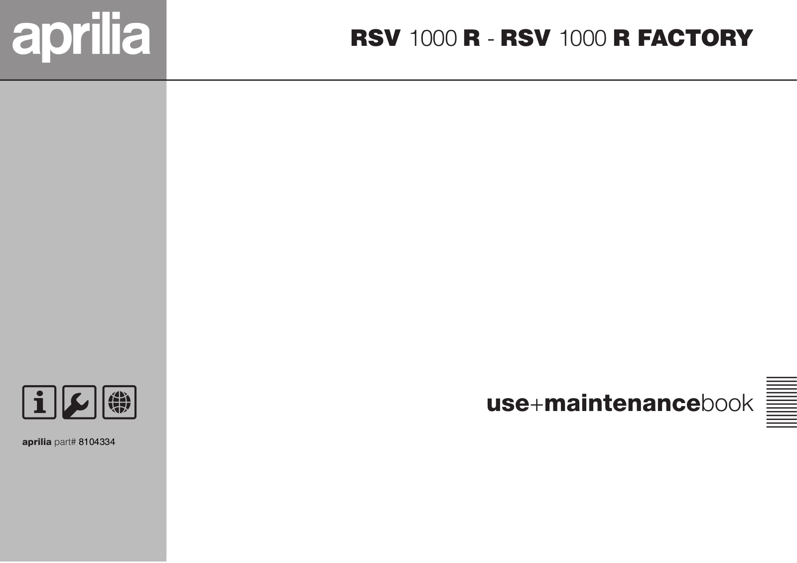 APRILIA RSV 1000R FACTORY User Manual