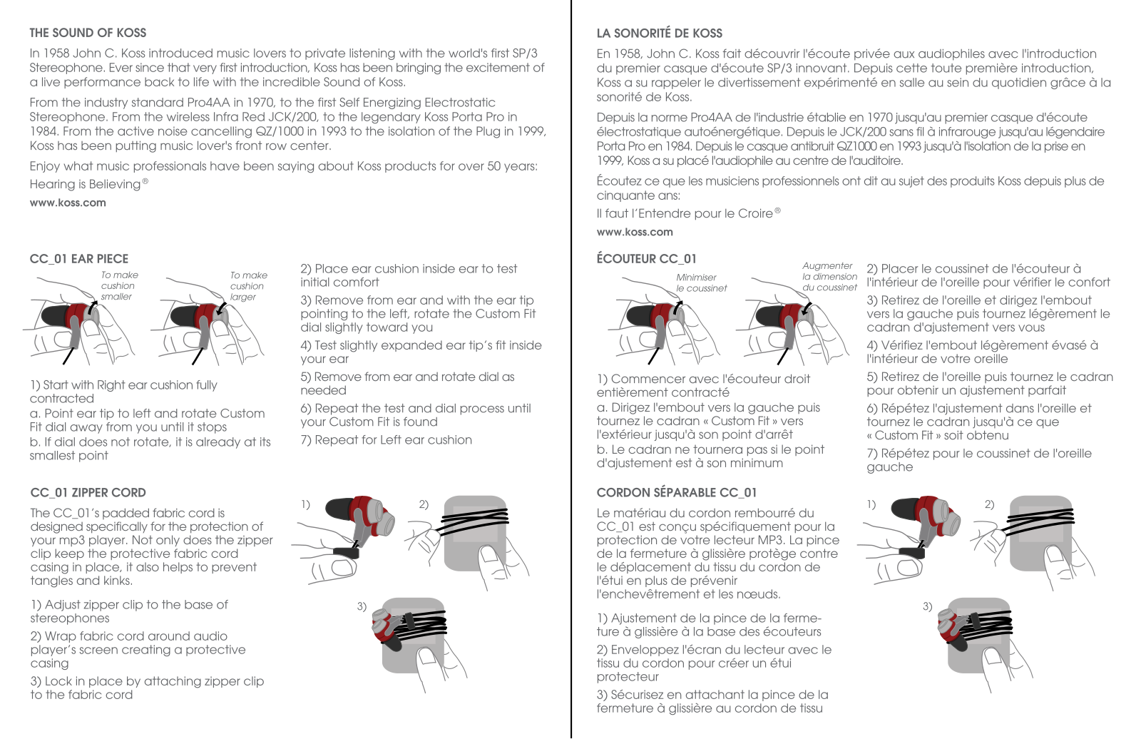 Koss CC01 Instruction Manual