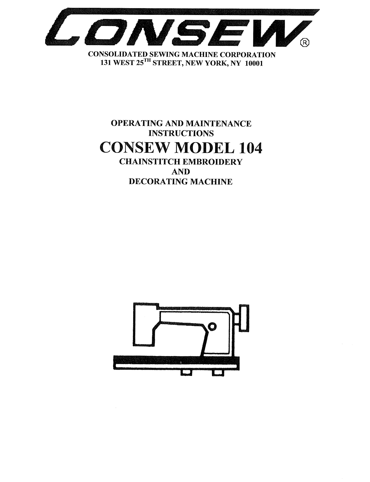 Consew 104 Instruction Manual