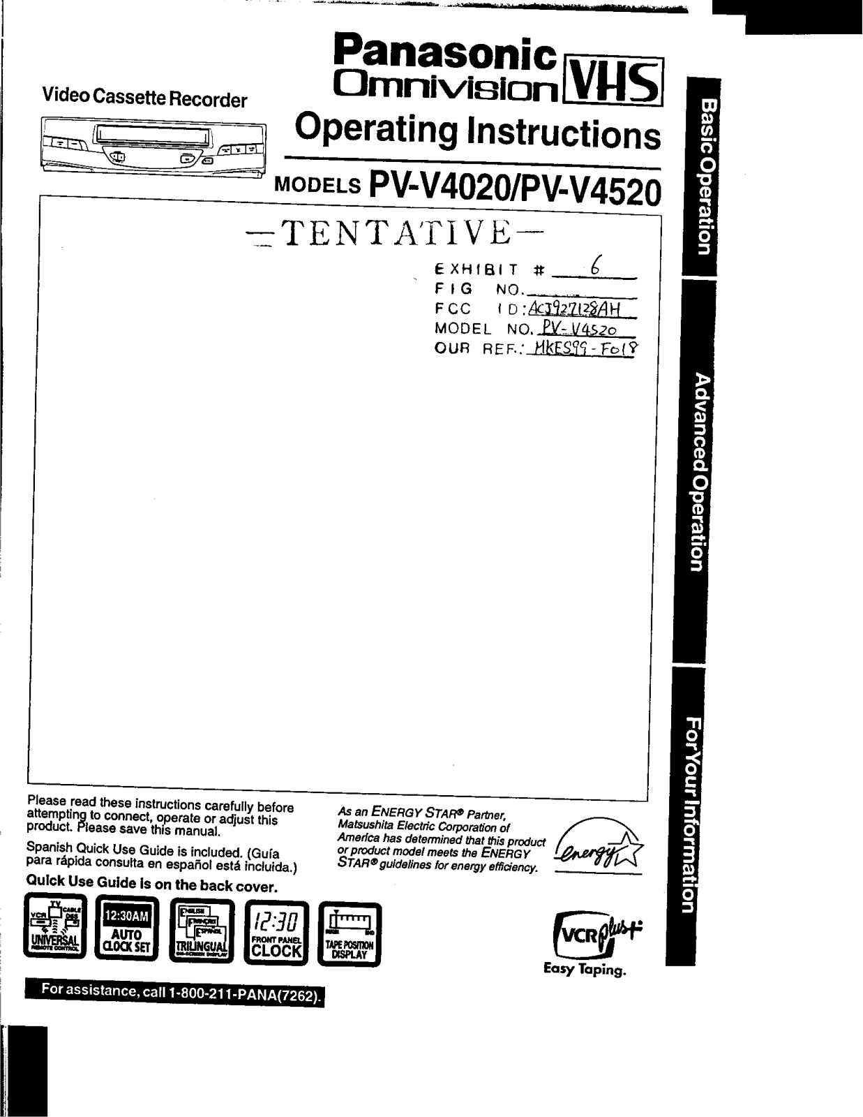 Panasonic 927128AH Users Manual