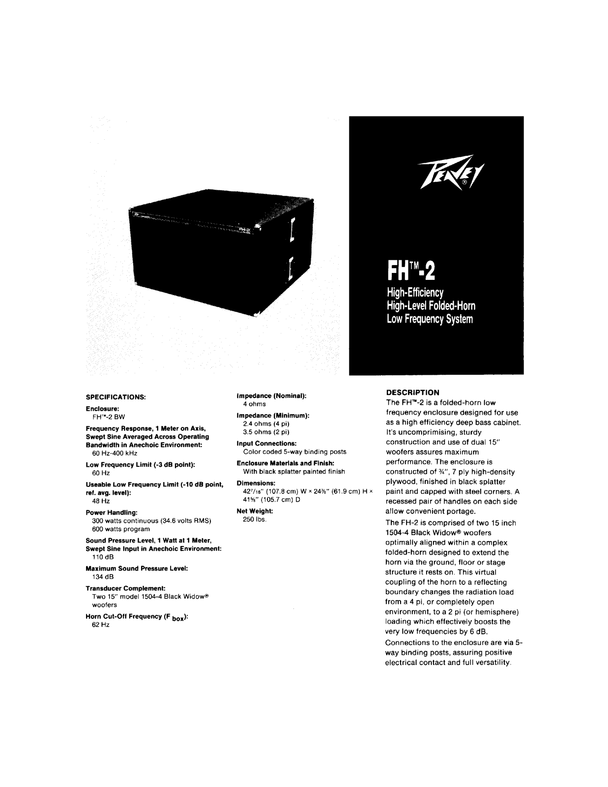 Peavey FH 2 DATASHEET