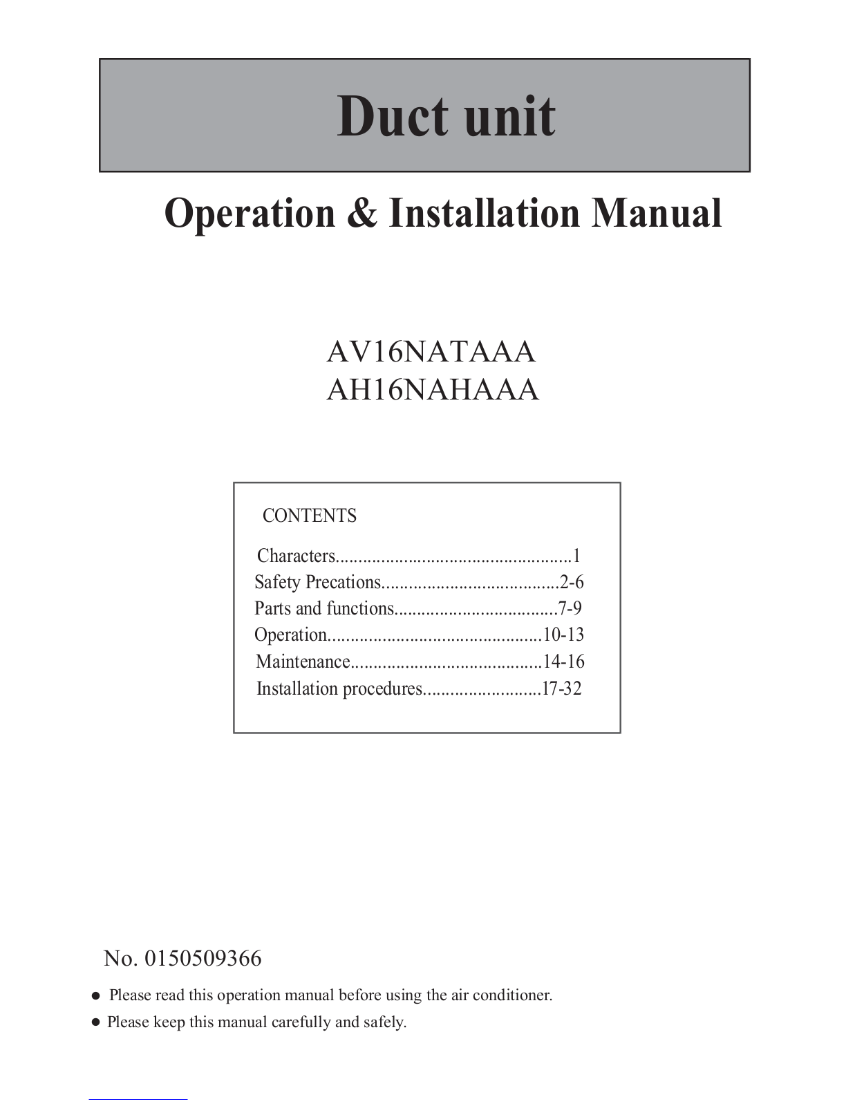 Haier AV16NATAAA user guide manual
