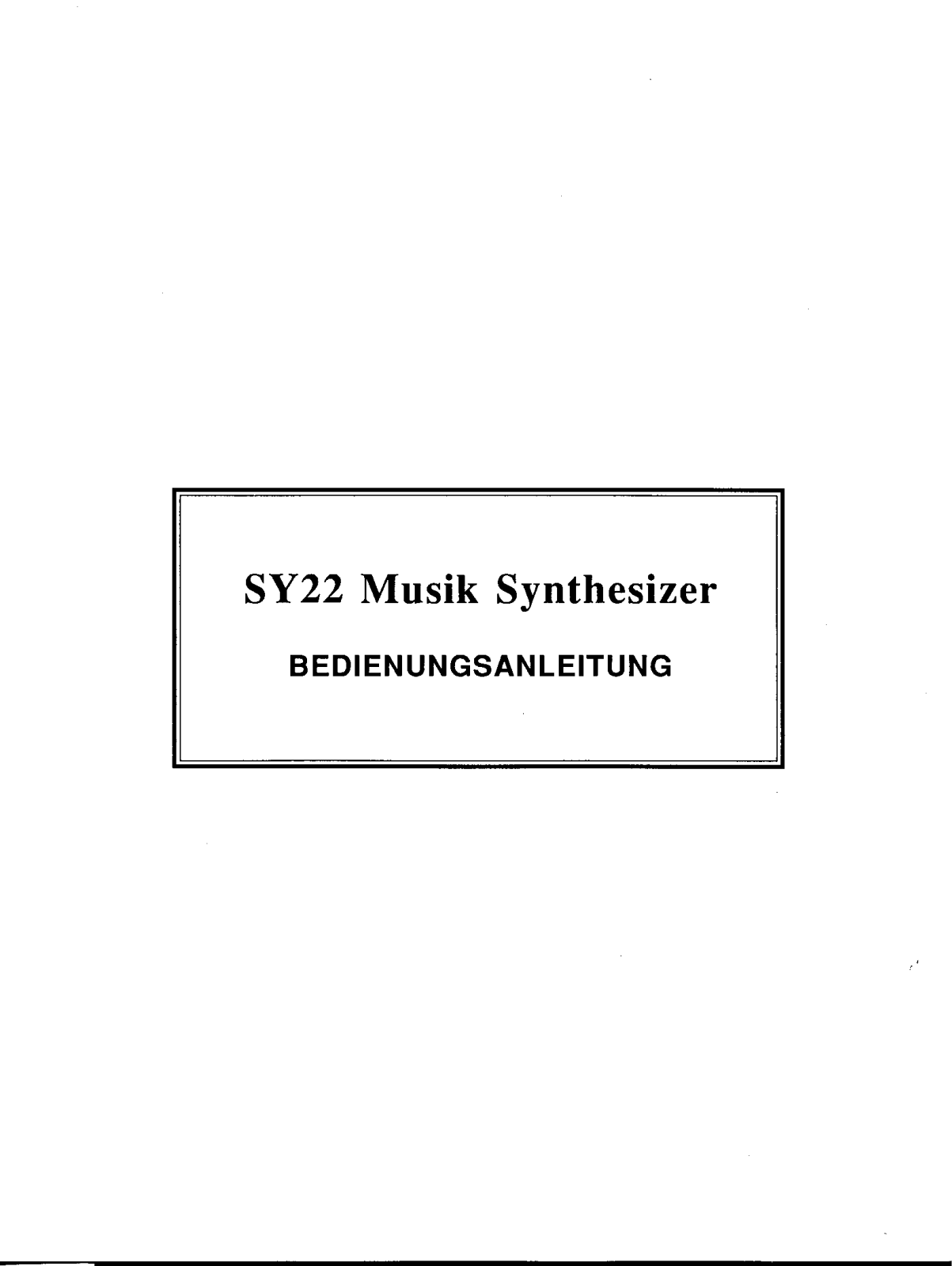 Yamaha SY22 User Manual