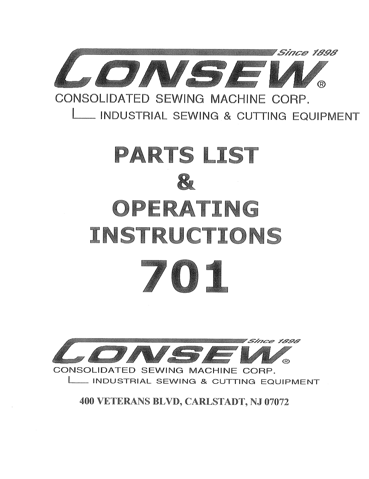 CONSEW 701 Operating Instruction