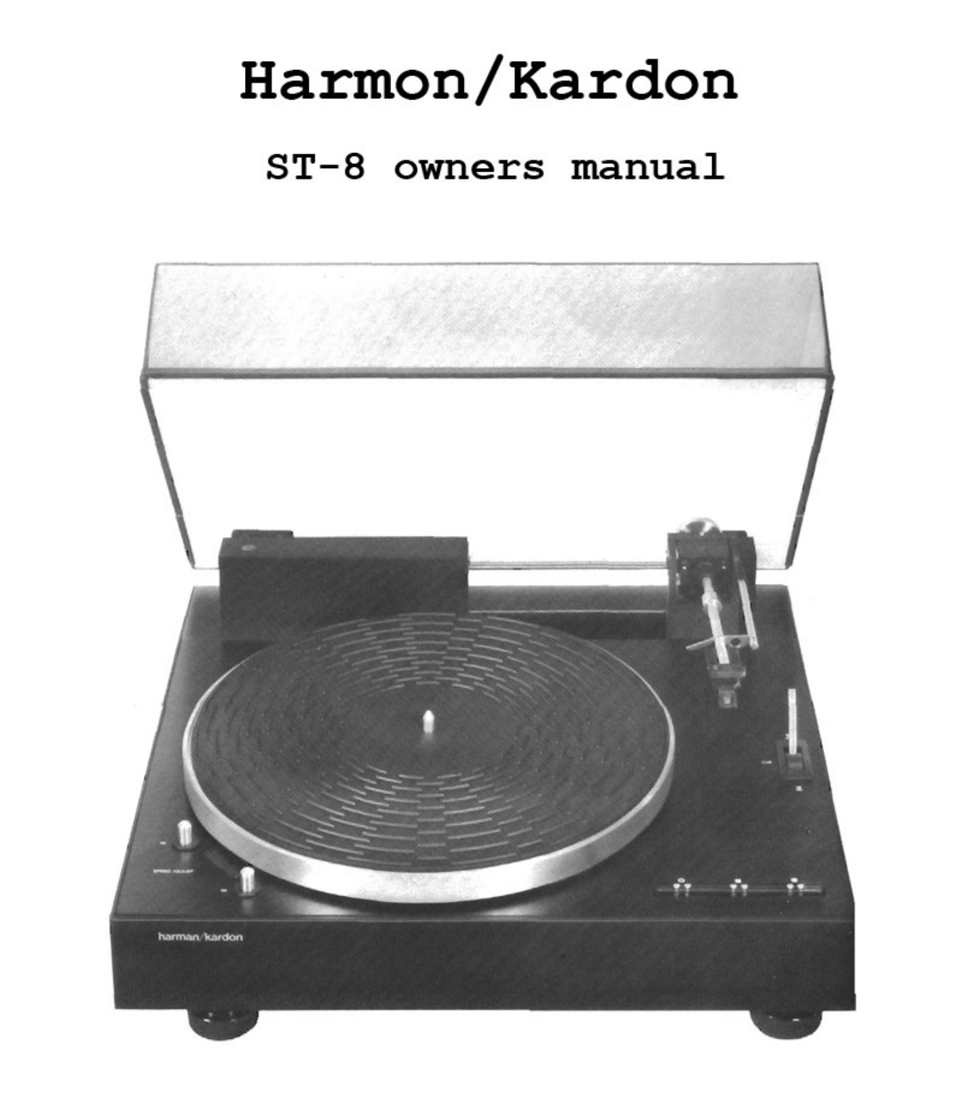 Harman Kardon ST-8 Owners manual