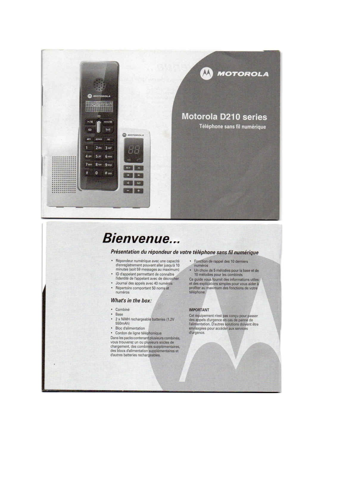 MOTOROLA D212 User Manual