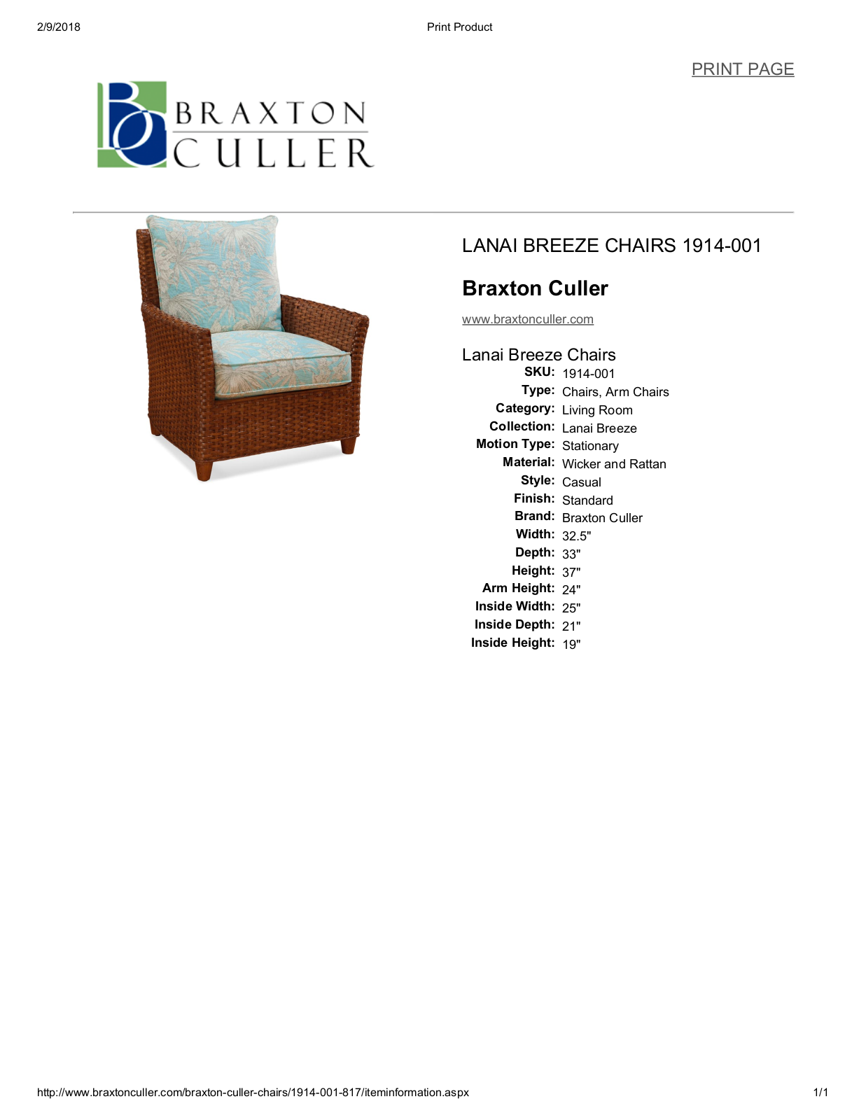 Braxton Culler BXCL1547 Specifications - ManualMachine.com