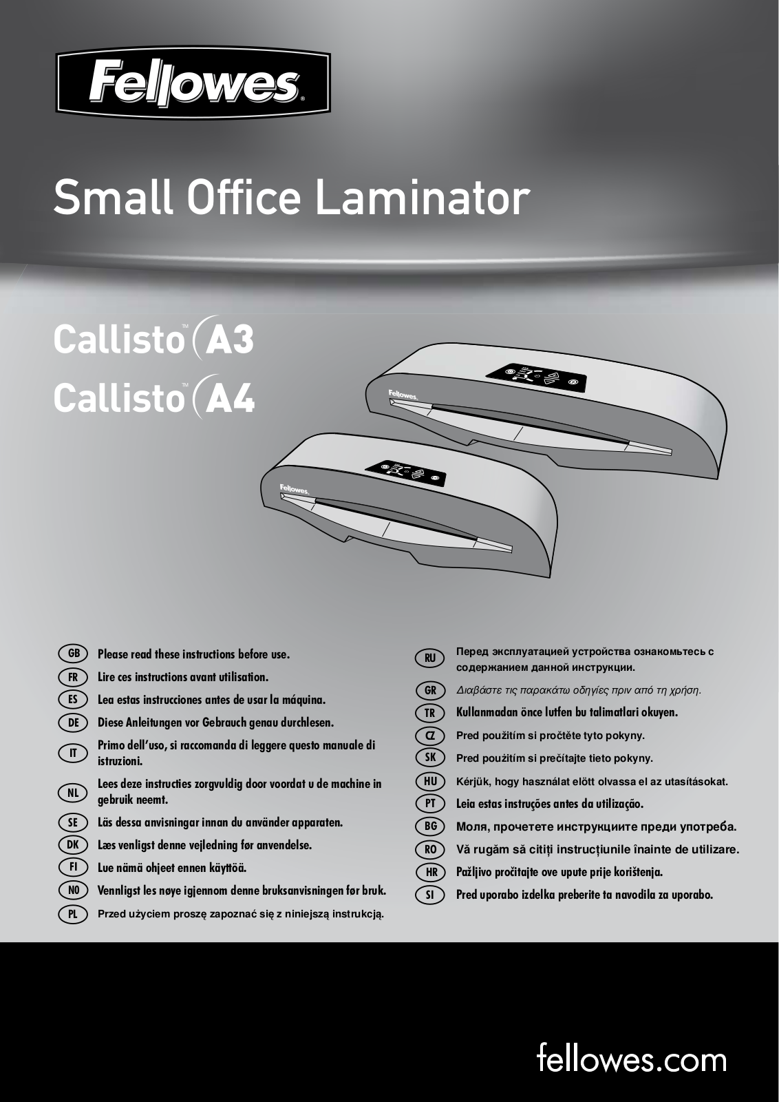 Fellowes Callisto A4, Callisto A3 User Manual