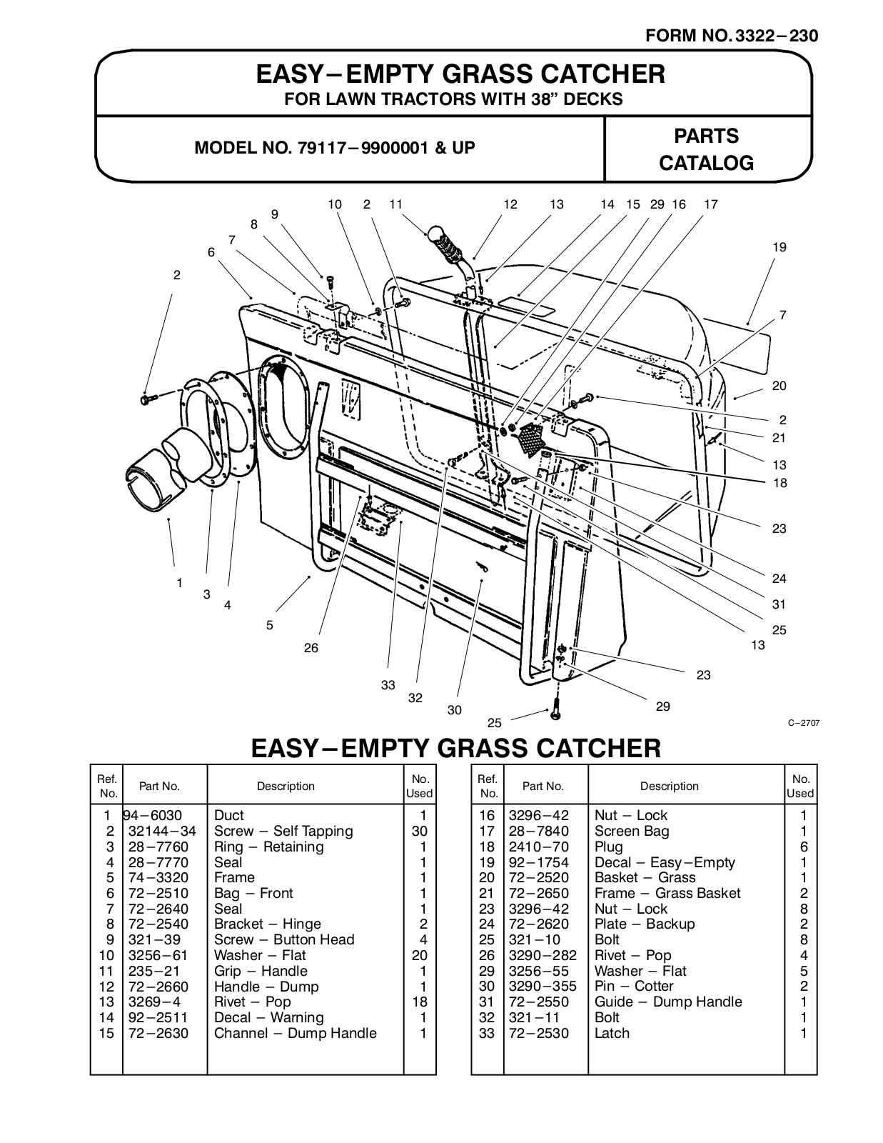 Toro 79117 Parts Catalogue