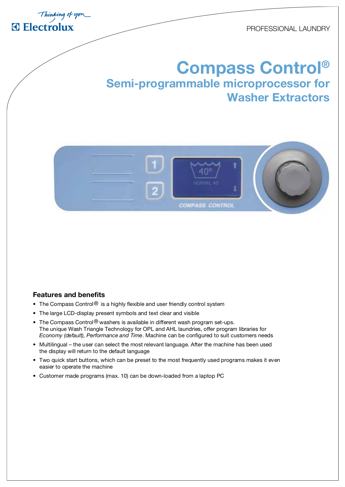 Electrolux COMPASS CONTROL DATASHEET