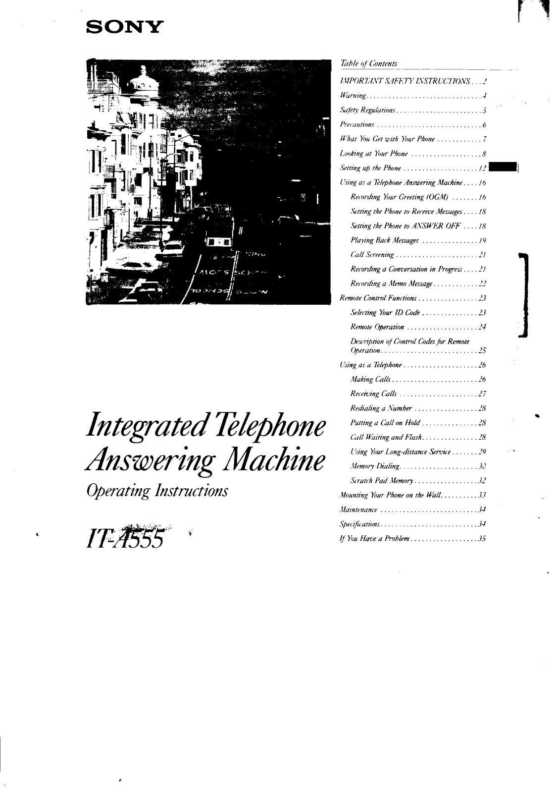 Sony IT-A555 Operating Instructions