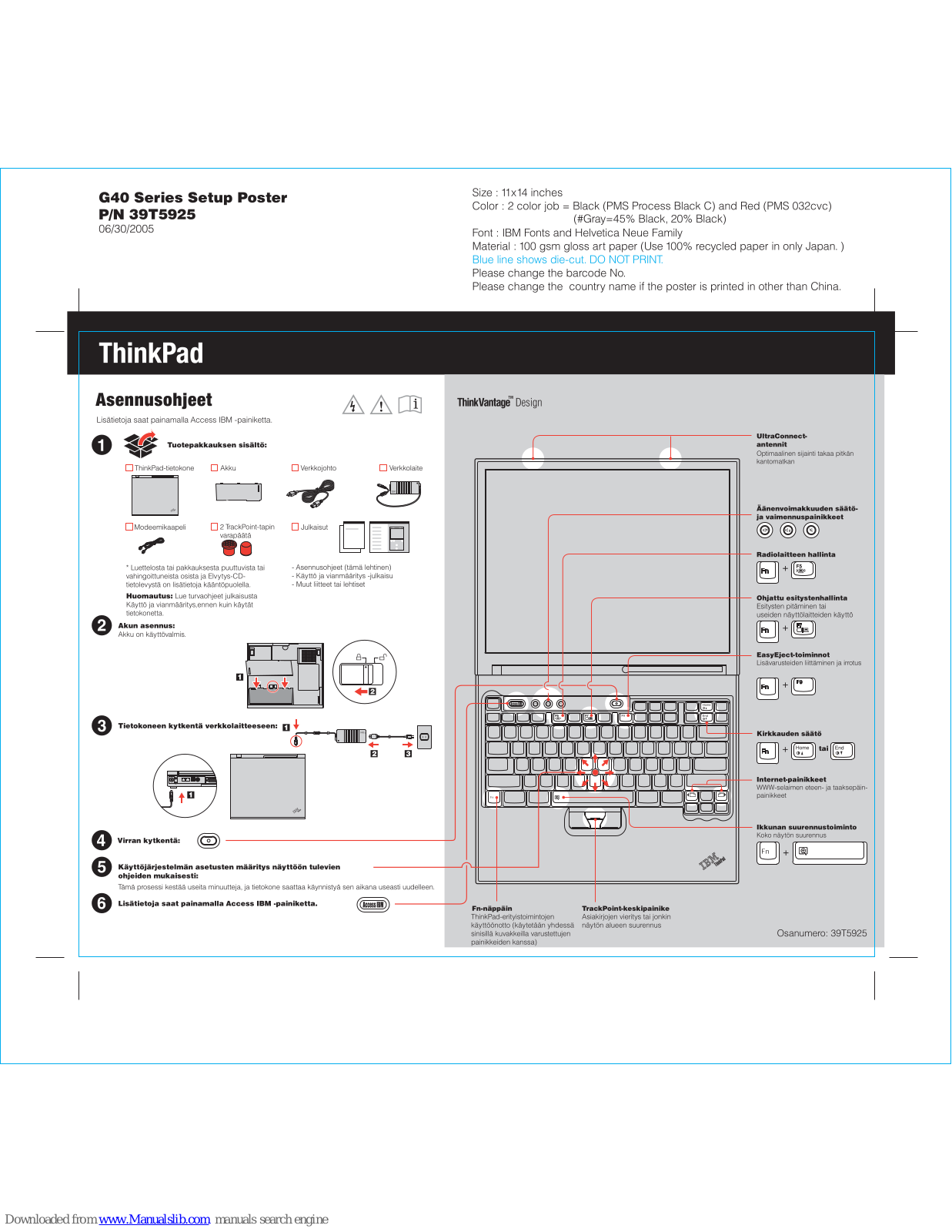 Lenovo ThinkPad G41, ThinkPad G40 Setup Poster - ManualMachine.com