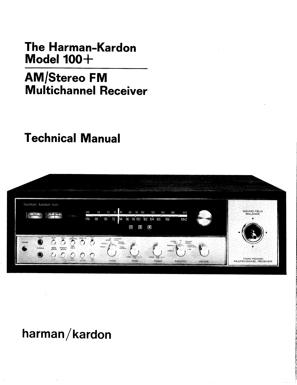 Harman Kardon 100 plus Service manual