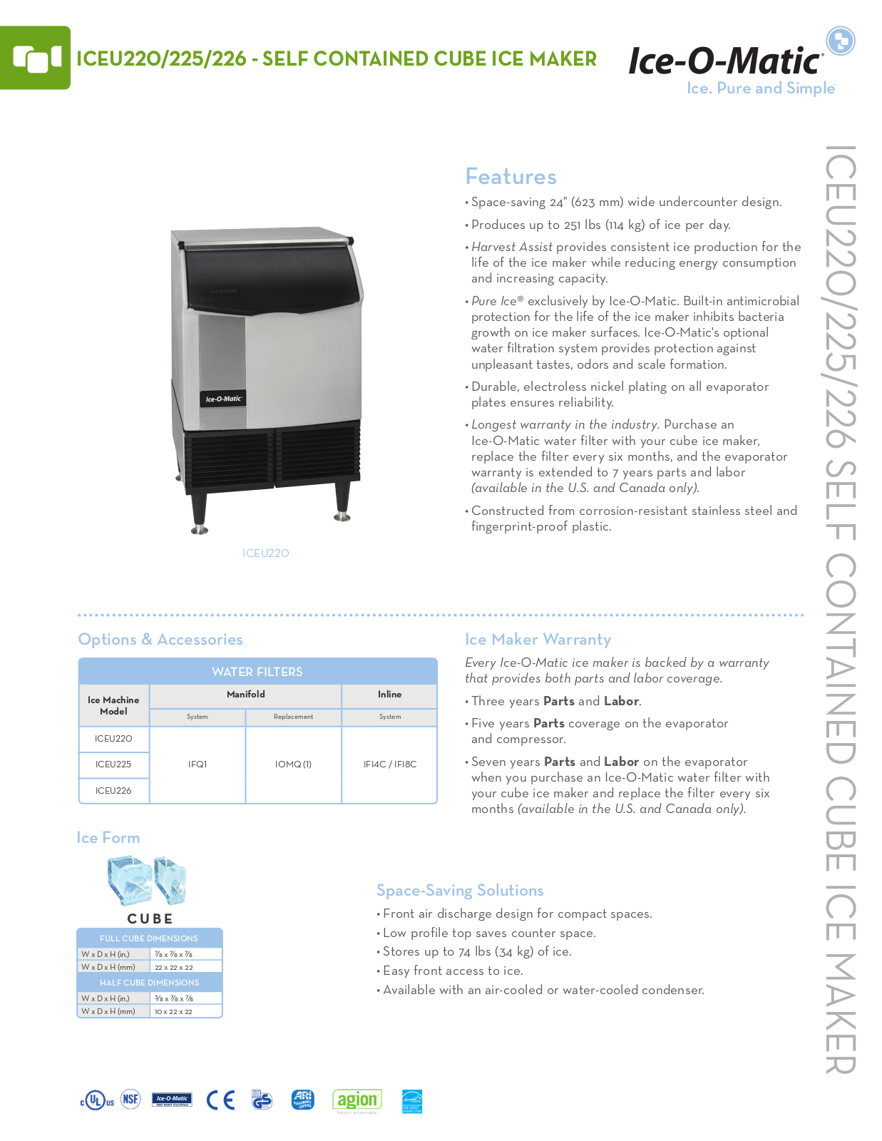 Ice-O-Matic 225, 226, ICEU220 User Manual