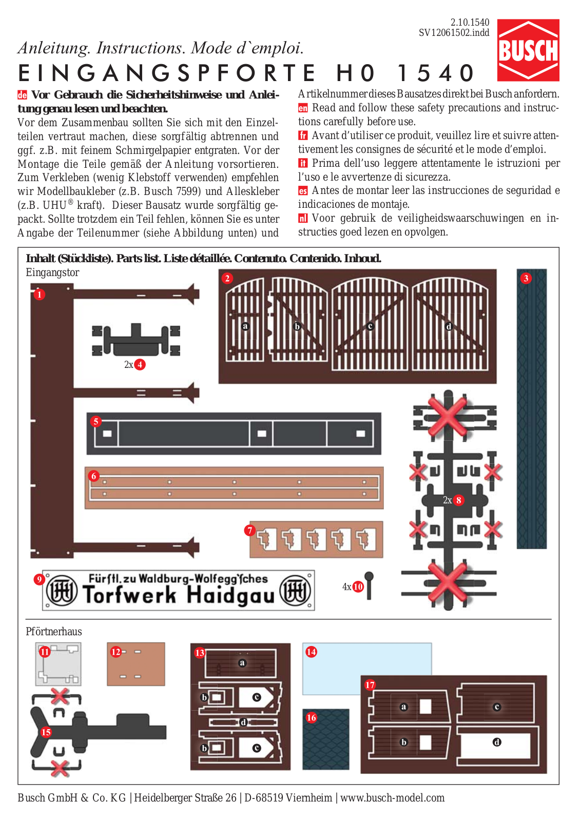 Busch 1540 Instructions - ManualMachine.com
