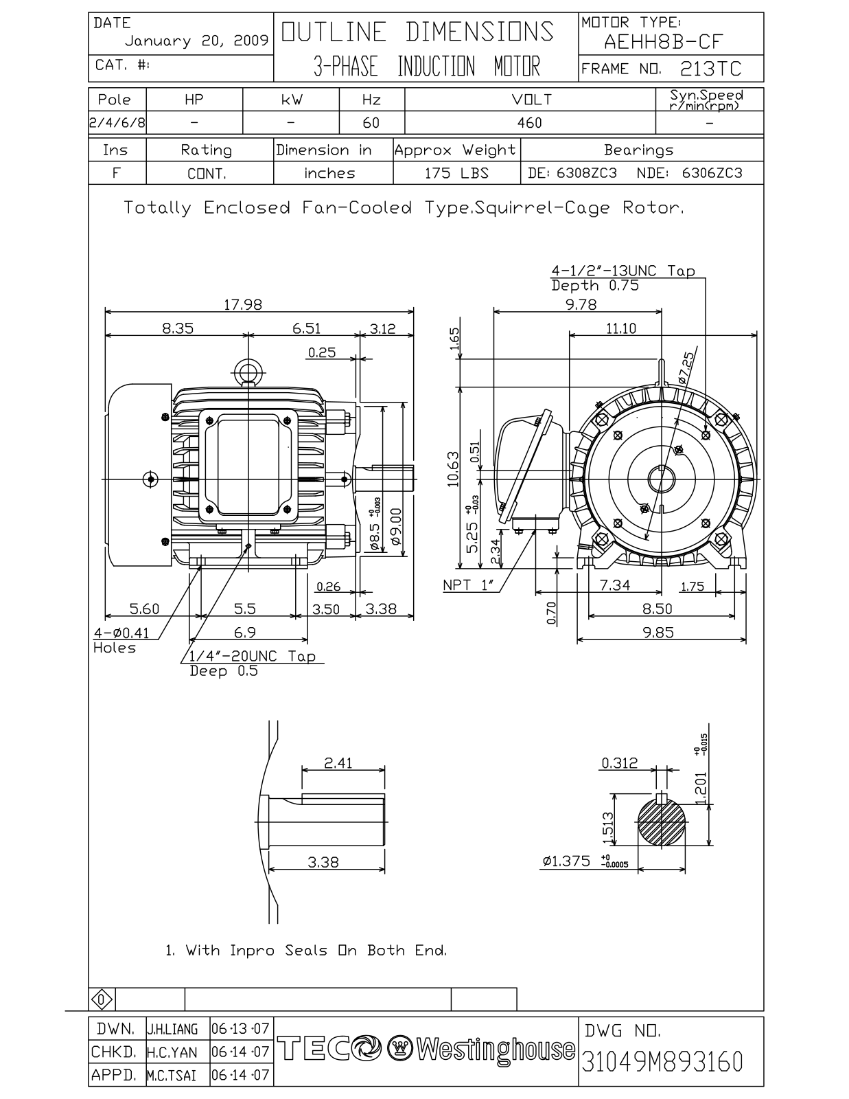 Teco HB0036C Reference Drawing