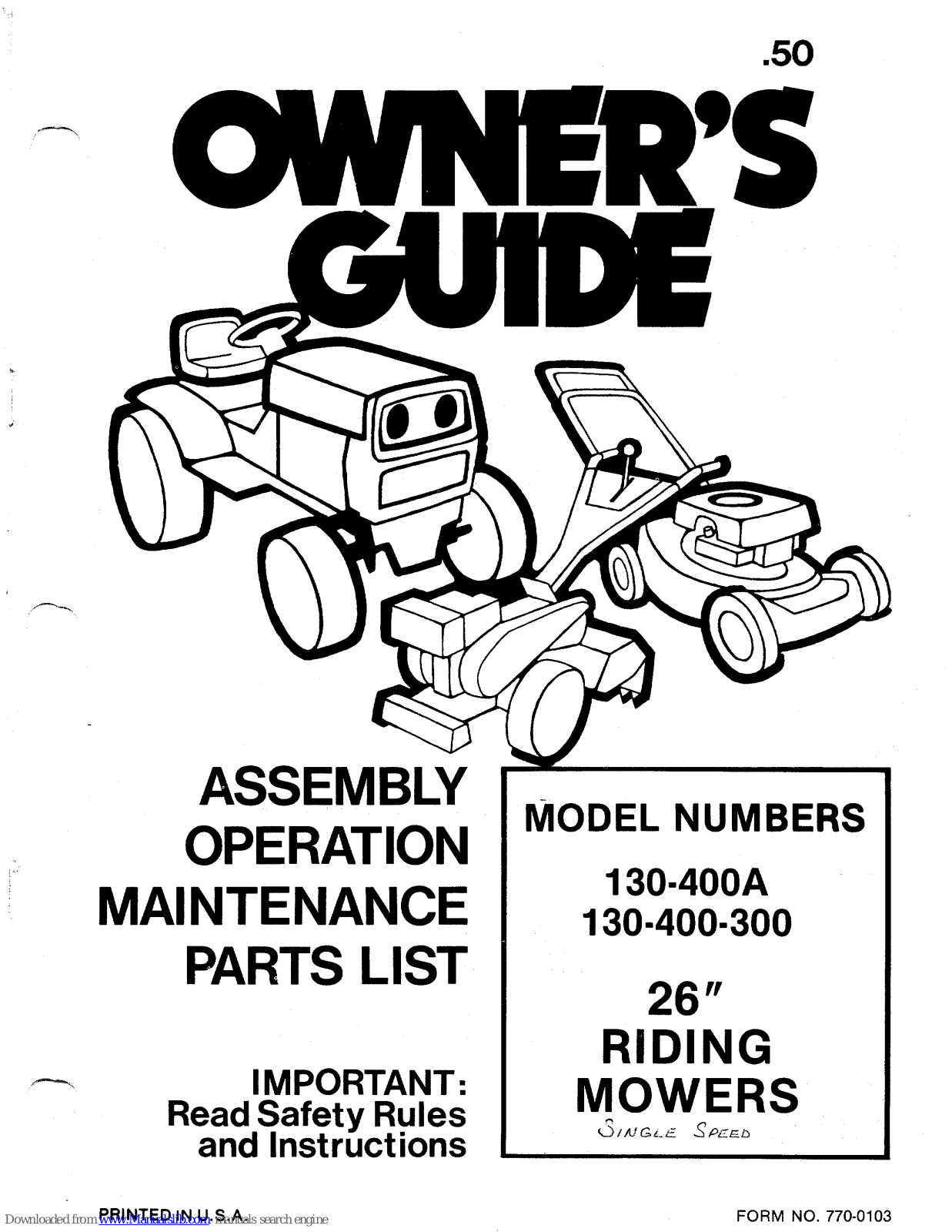 MTD 130-400-300, 130-400A Owner's Manual