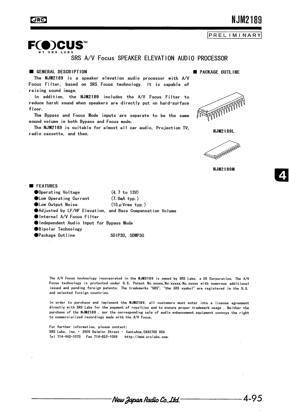 JRC NJM2189L, NJM2189M Datasheet