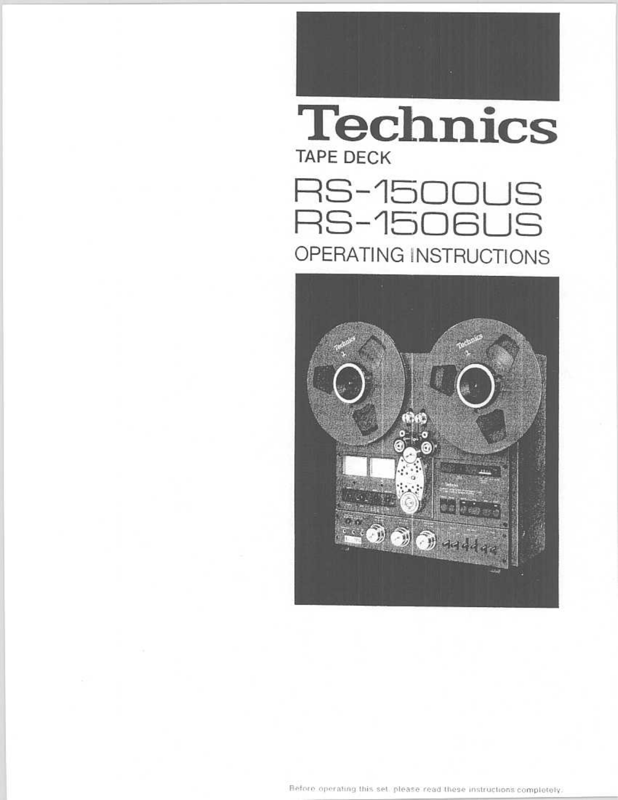 Technics RS-1506 Owners manual