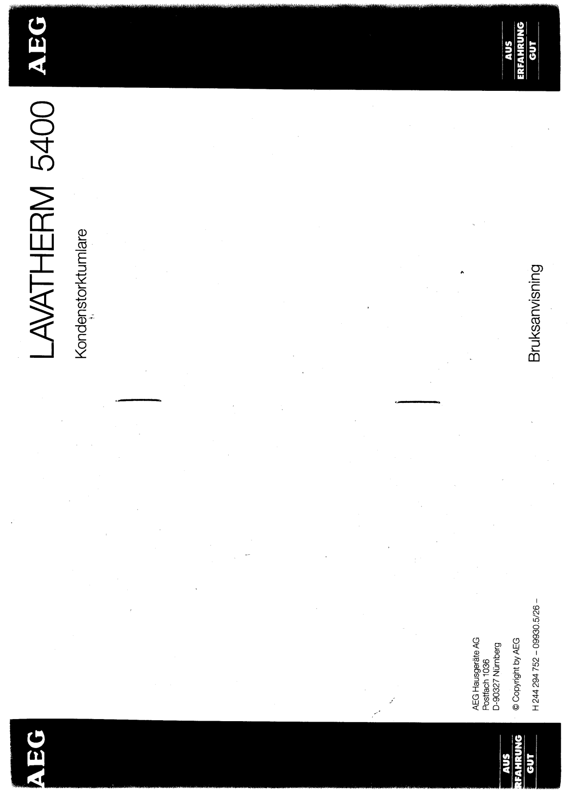 AEG LAVATHERM 5400 User Manual