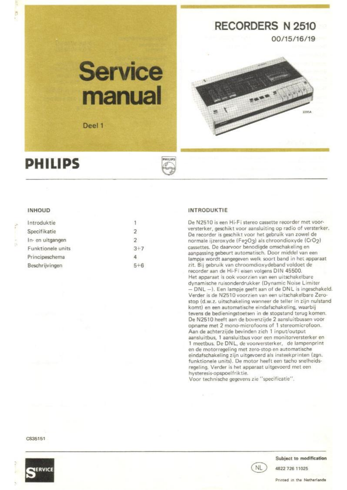 Philips N-2510 Service Manual