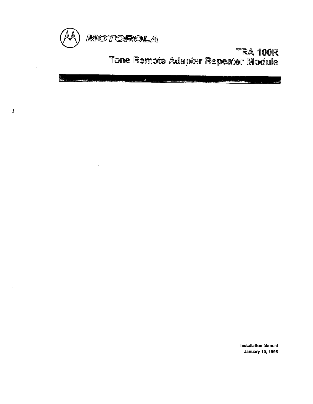 Motorola TRA-100R 01 Service Manual