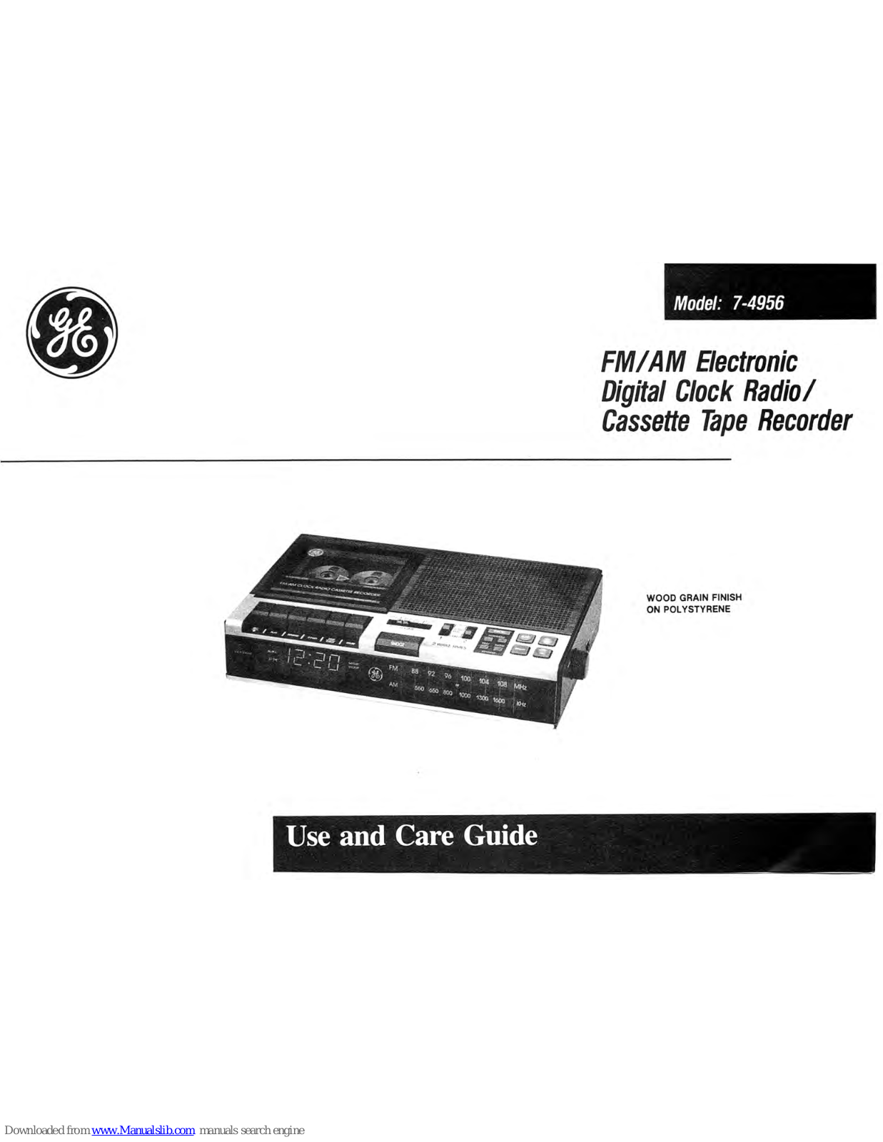 GE 7-4956 Use And Care Manual