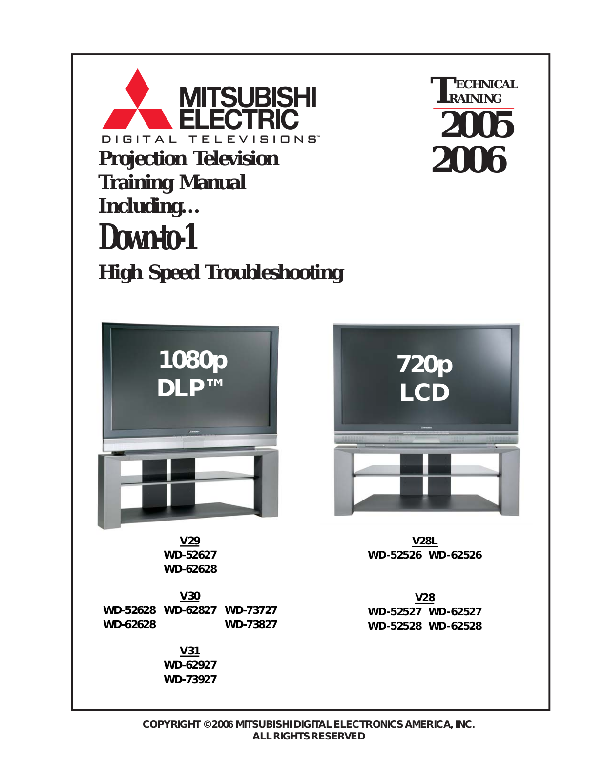 Mitsubishi WD-73927, WD-62927, V31, WD-73827, WD-62827 Service Manual