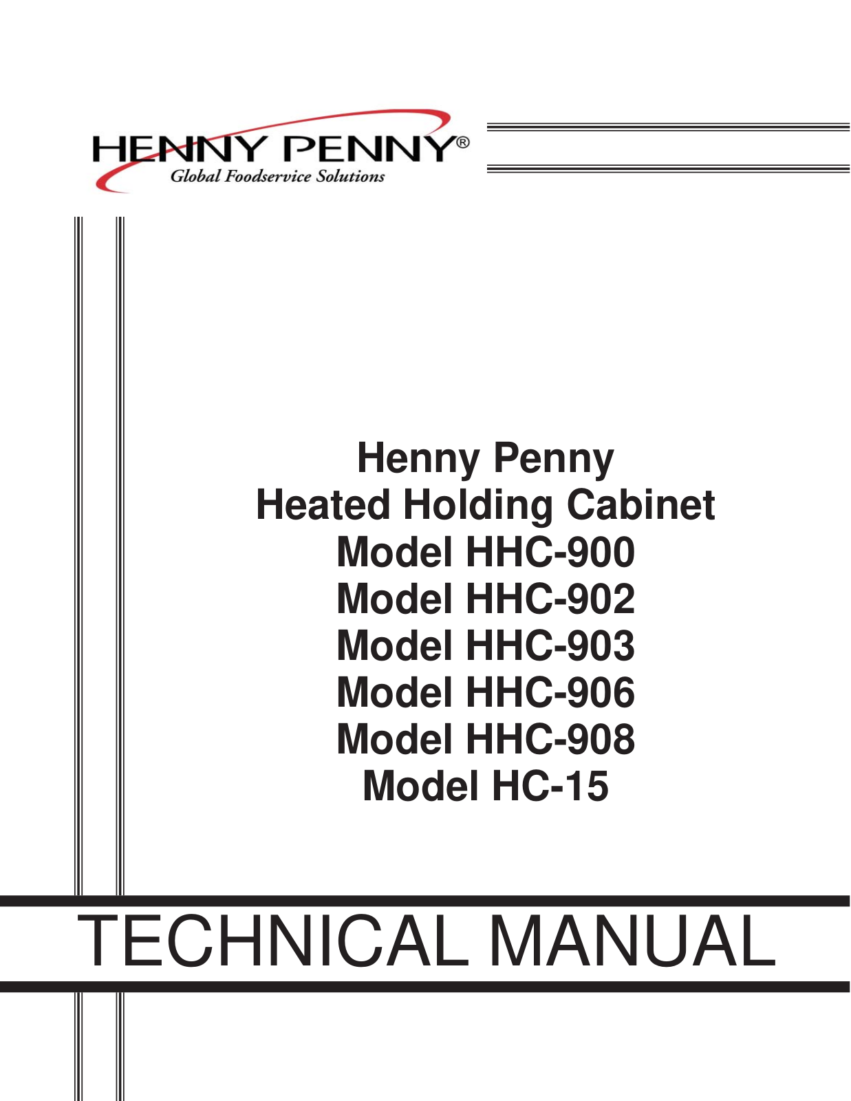 Henny Penny HC-15, HHC-900, HHC-902, HHC-903, HHC-906 Service Manual