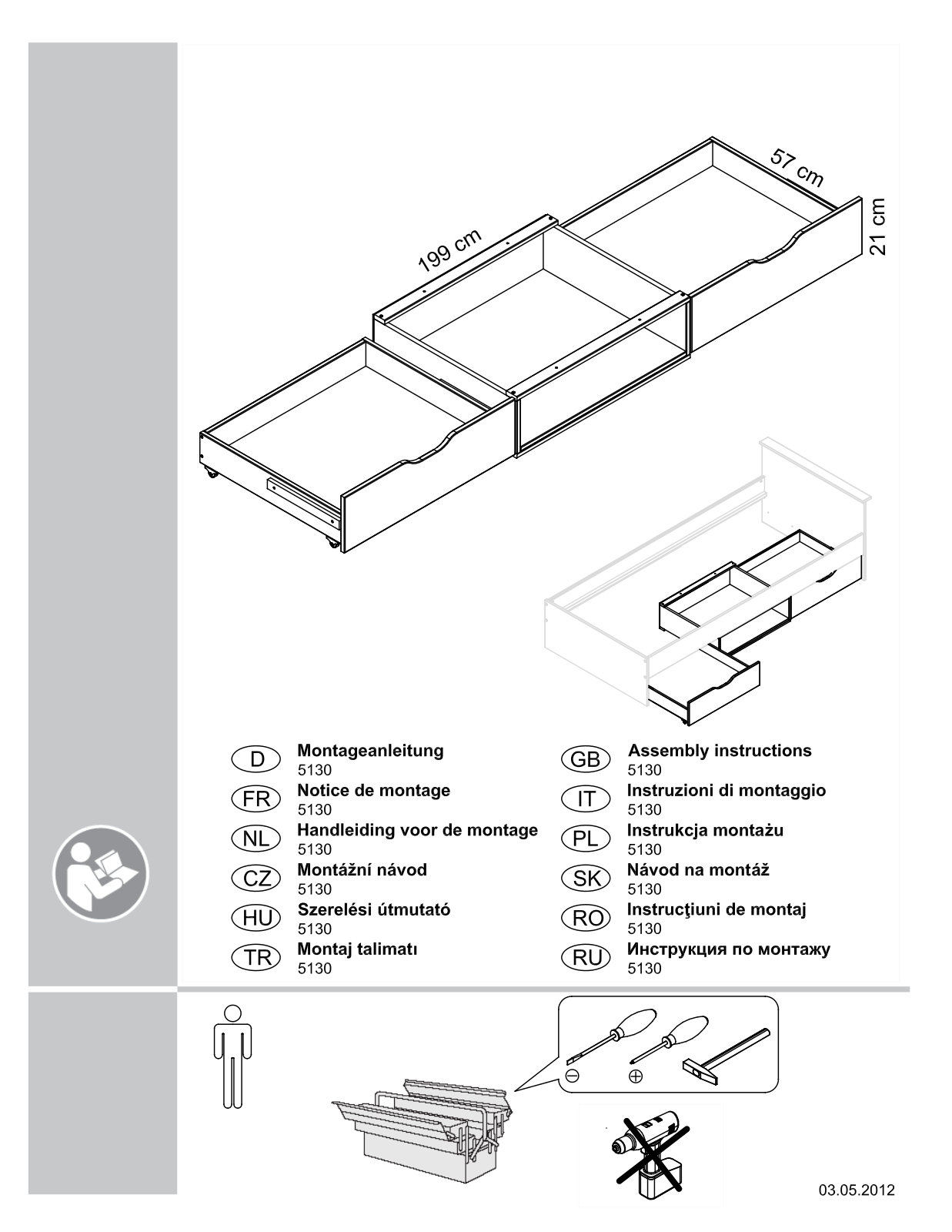 Home affaire Schubkasteneinsatz Assembly instructions