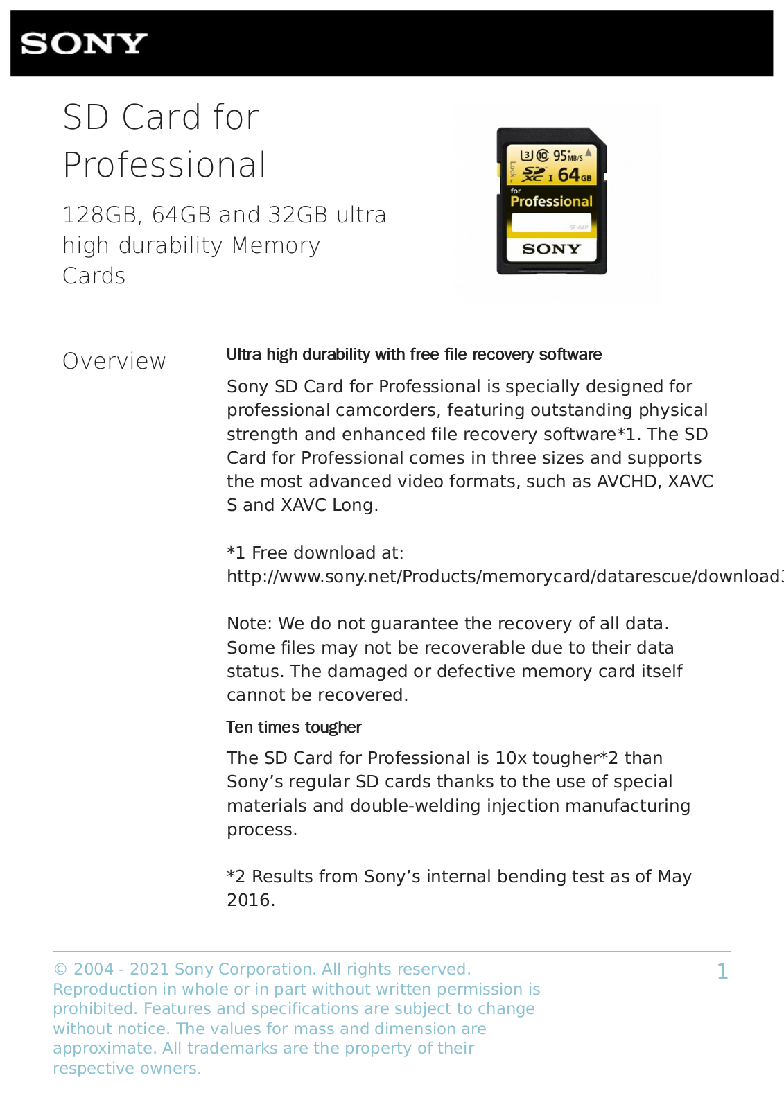 Sony SD Card User Manual