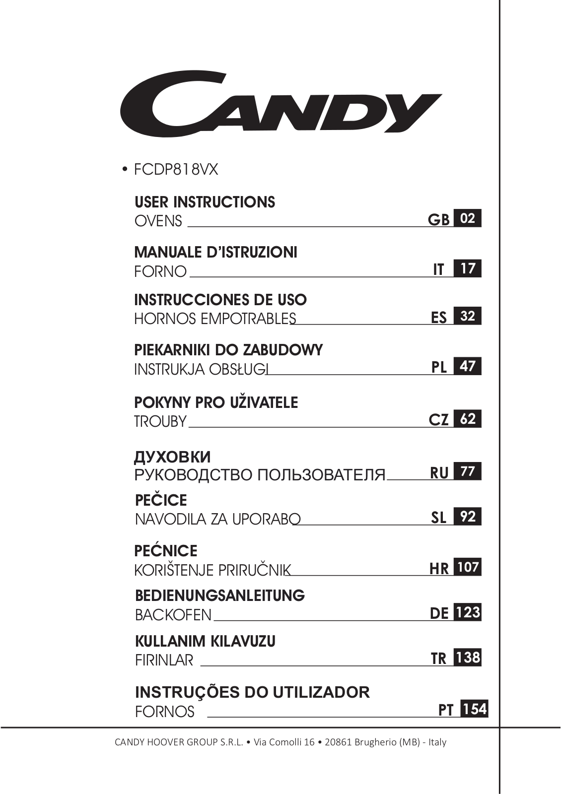 Candy FCDP818VX User Manual