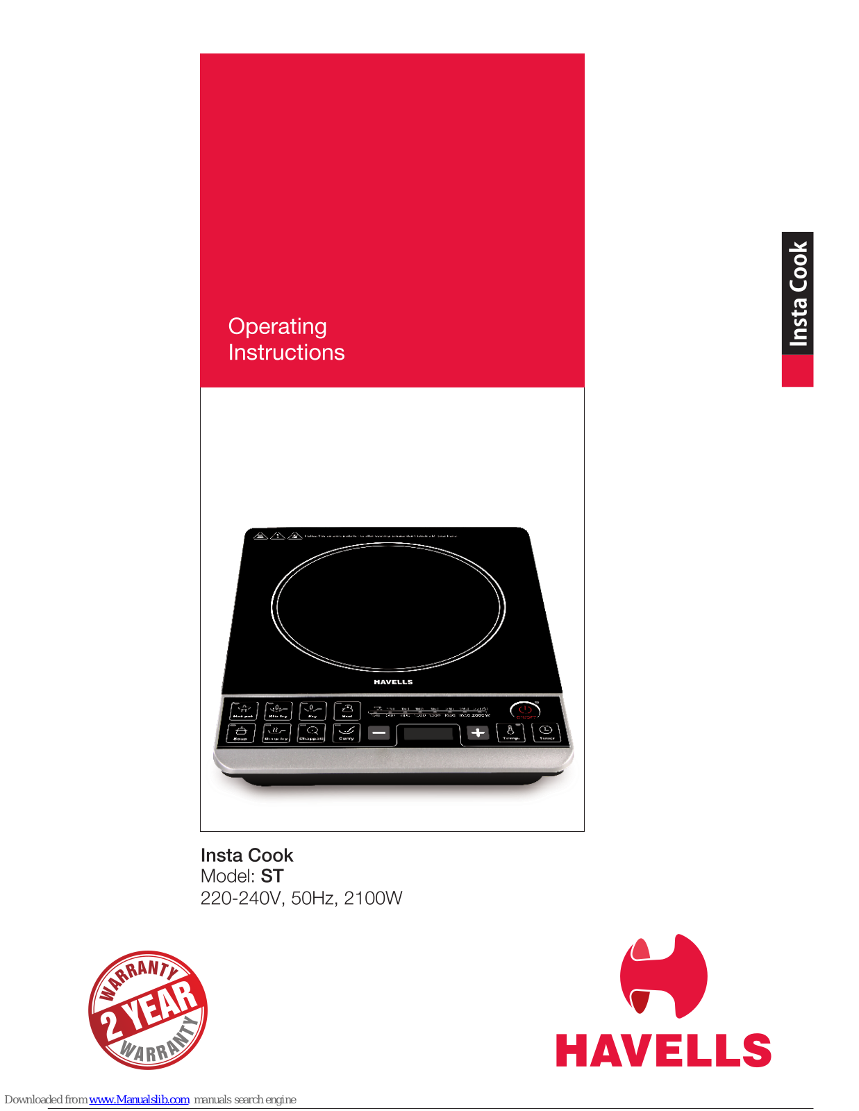 Havells ST Insta Cook Operating Instructions Manual