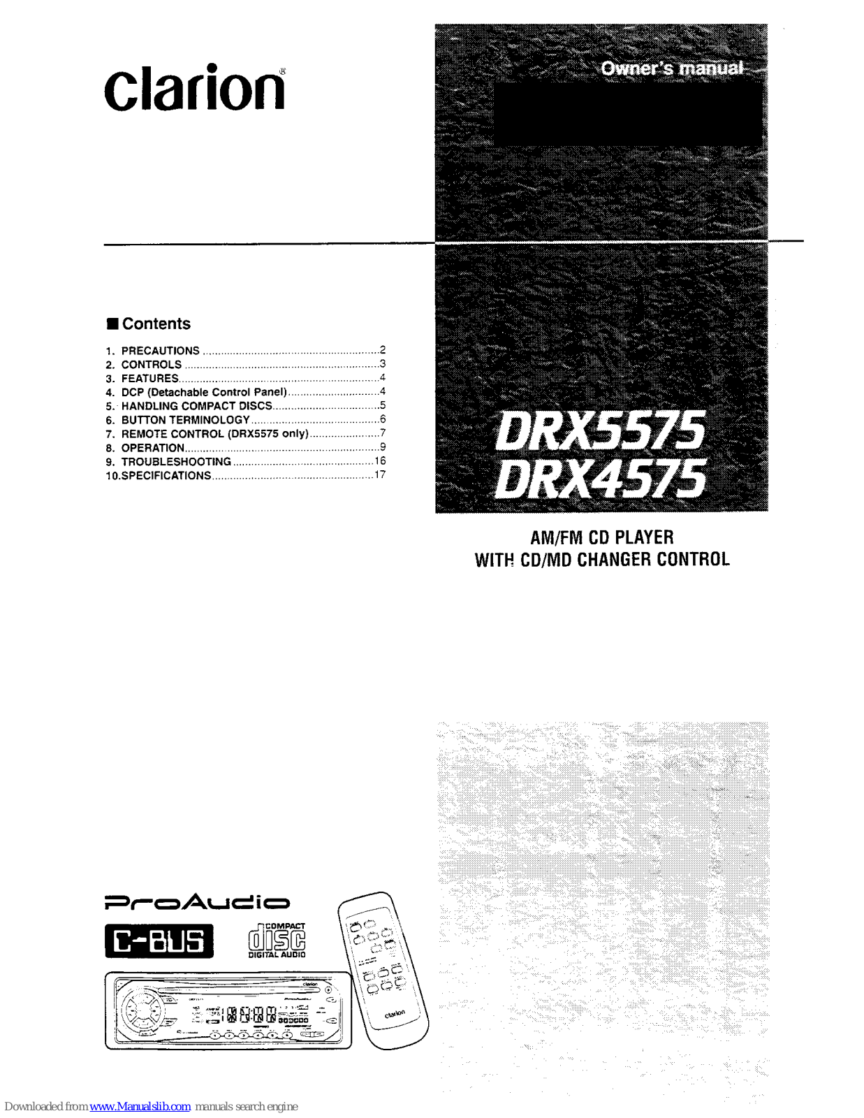 Clarion DRX4575, DRX5575 Owner's Manual