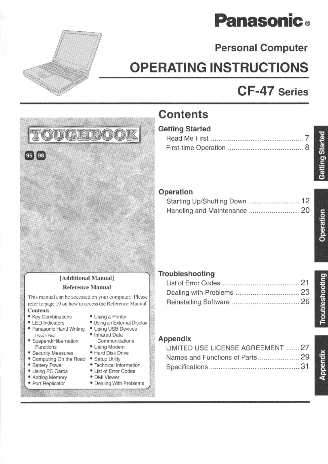 Panasonic cf-47ey6gaam Operation Manual