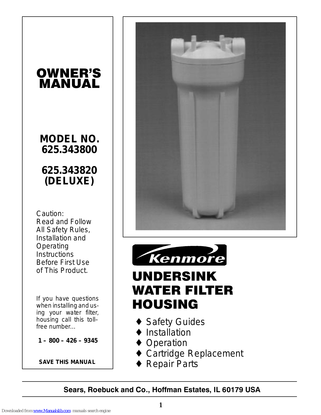 Kenmore 625.343820 Deluxe Owner's Manual