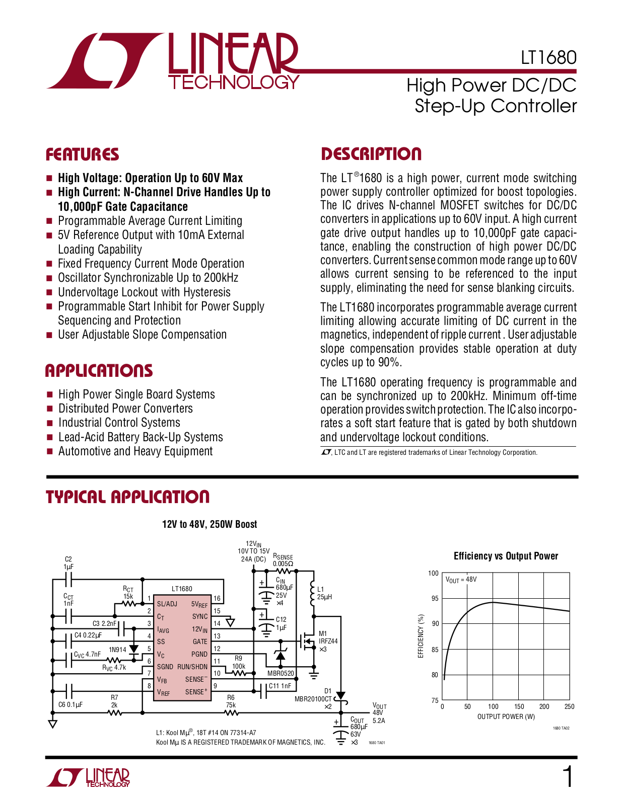 Linear Technology LT1680 Datasheet