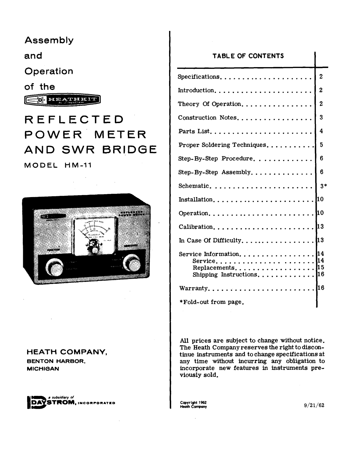 Heath Company HM-11 Service manual