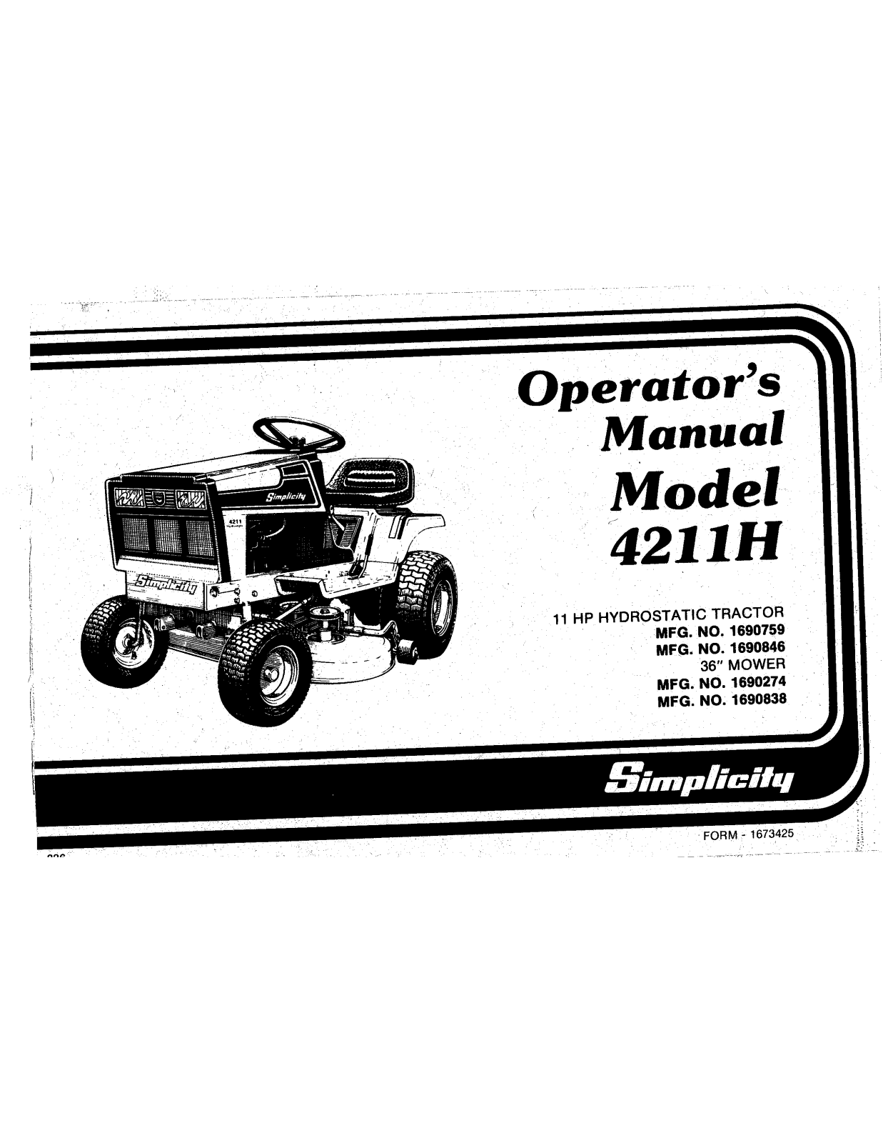 Simplicity 4211H User Manual