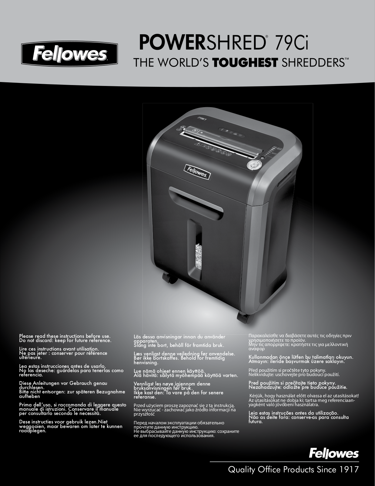 Fellowes 4679101 Product Data Sheet