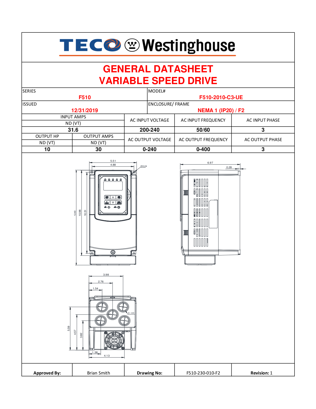 Teco F510-2010-C3-UE Data Sheet