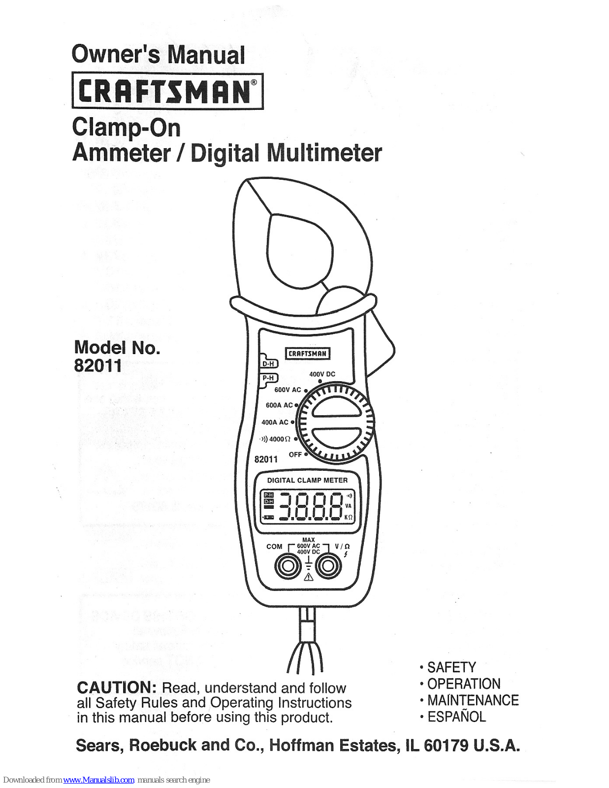 Craftsman 82011 Owner's Manual