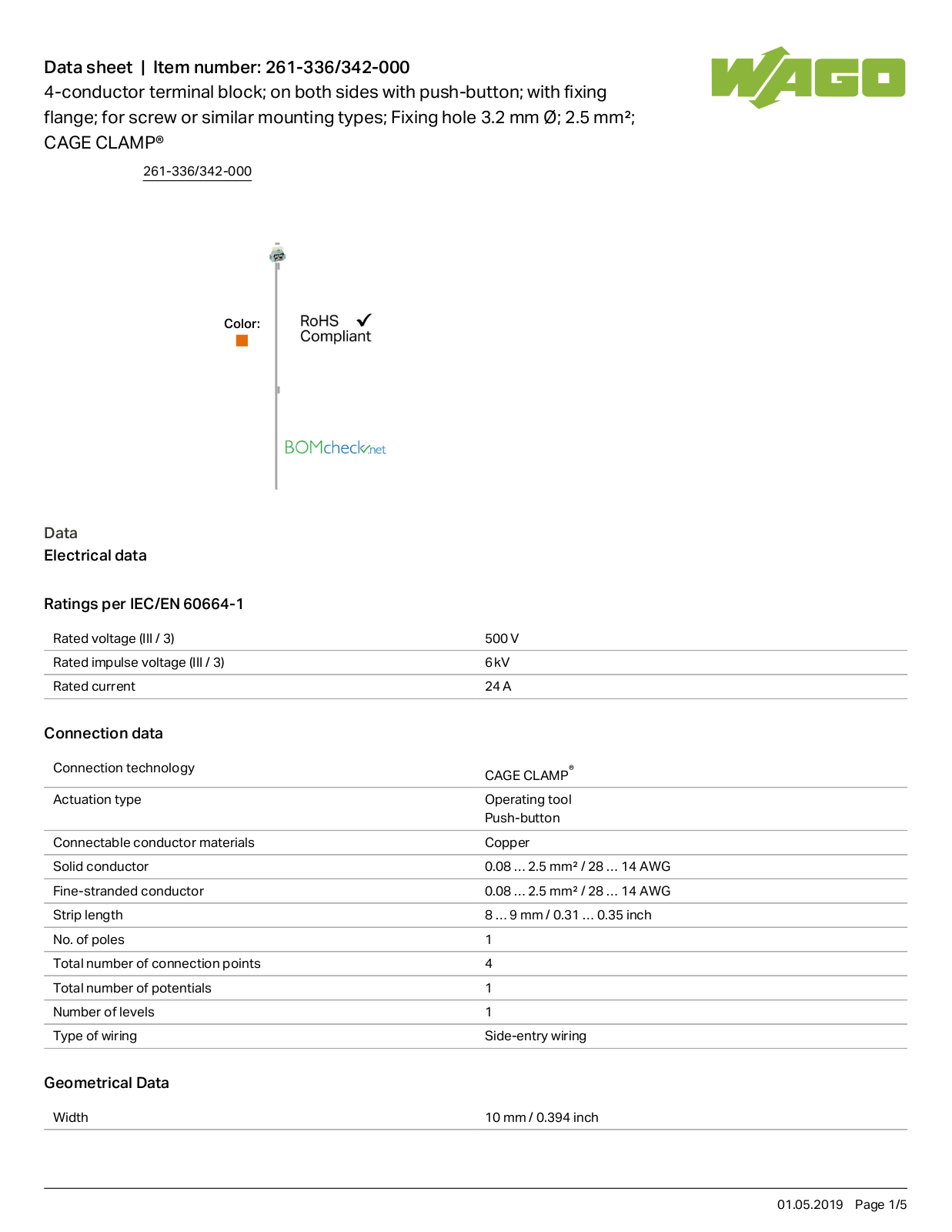 Wago 261-336/342-000 Data Sheet