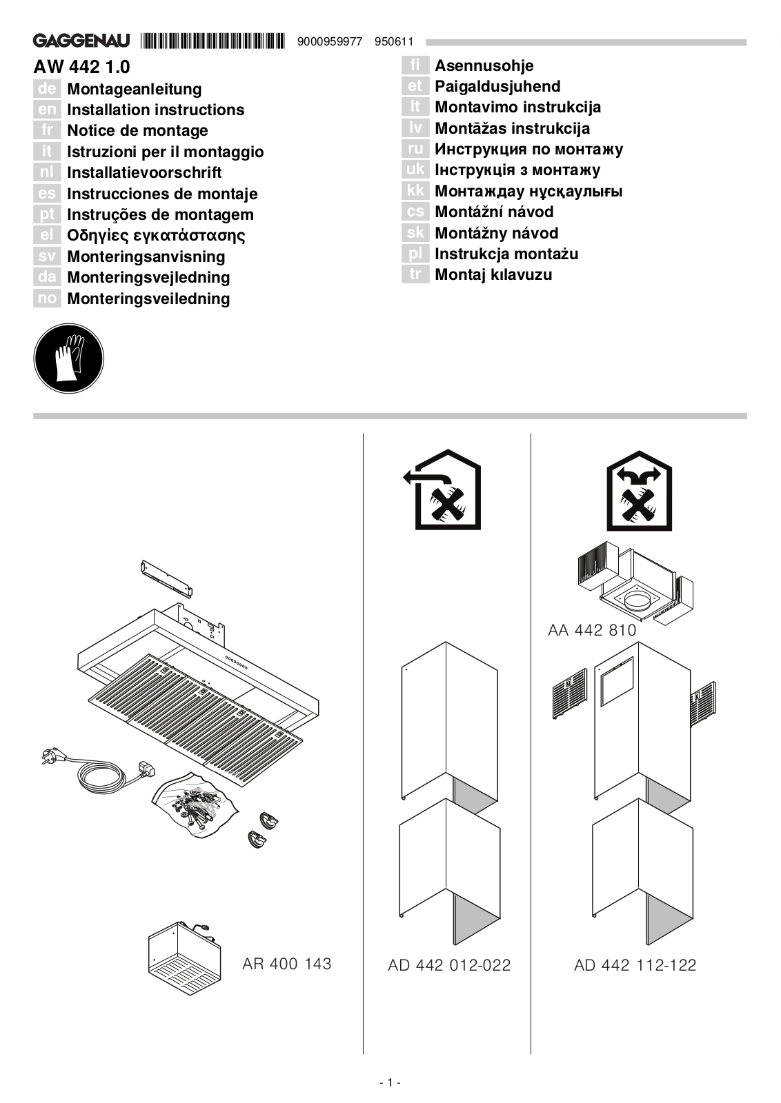 Gaggenau AW 442-120, AW 442-160, AW 442-190 User Manual