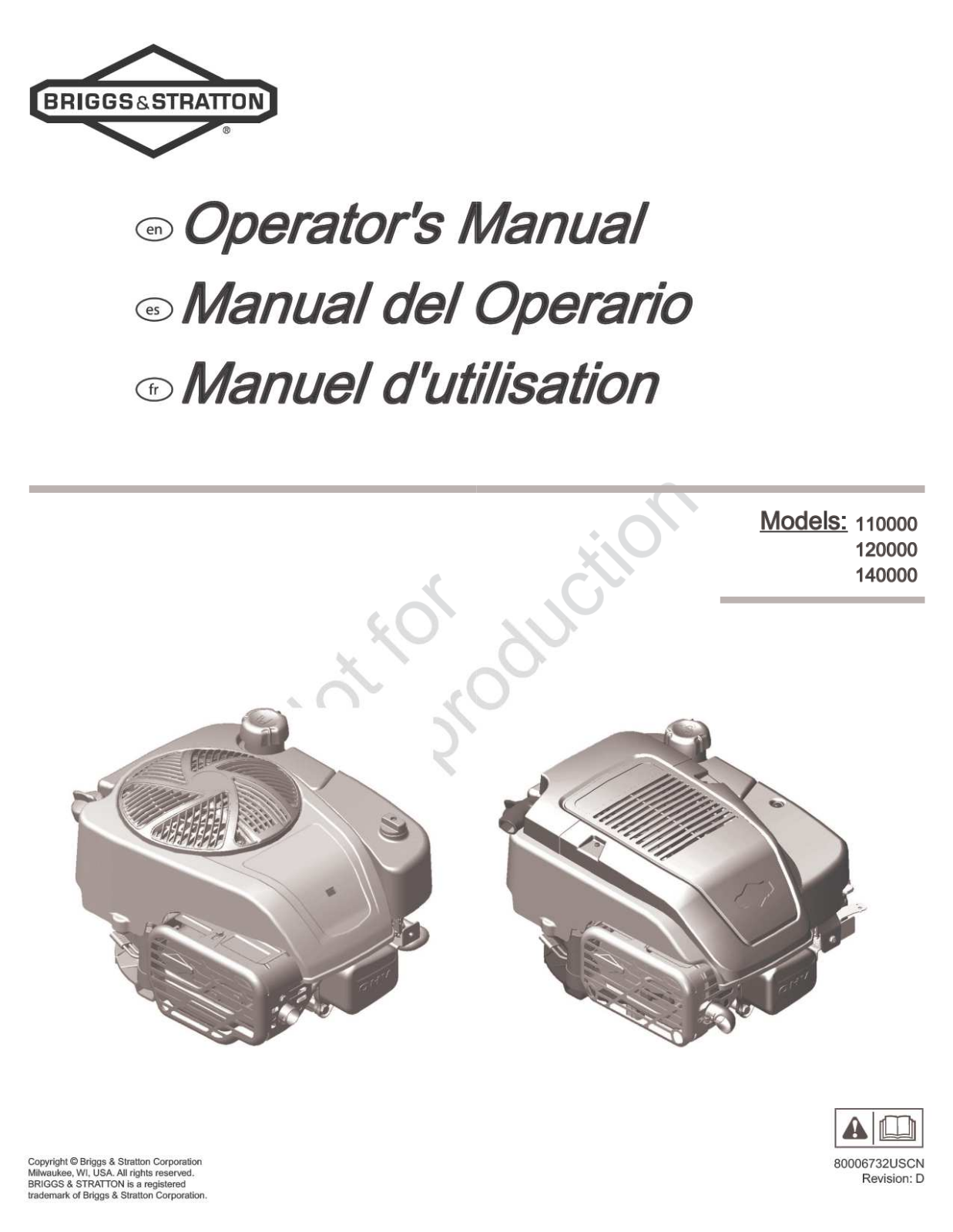 Briggs & Stratton 121Q02-0064-F1 Owner’s Manual