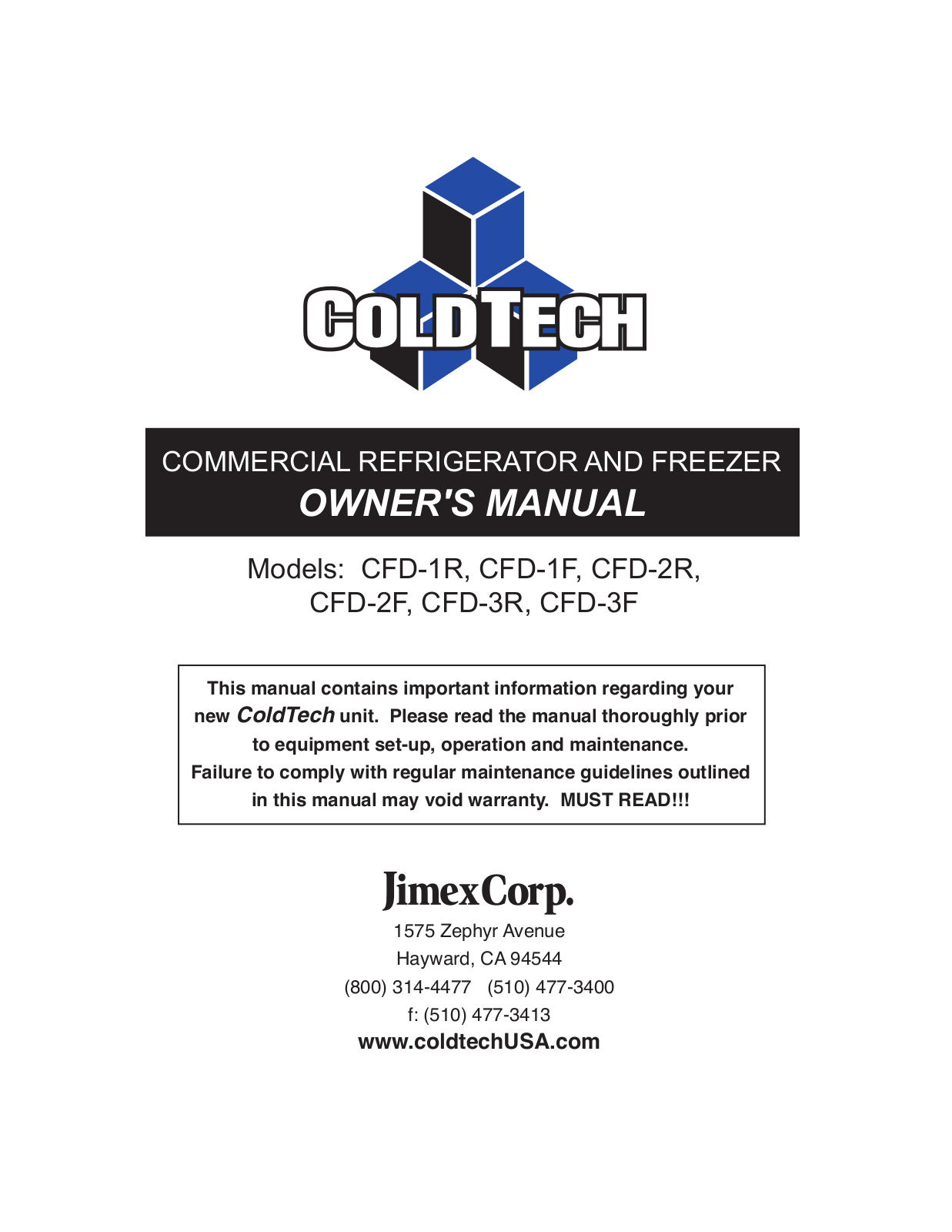 ColdTech CFD-3F, CFD-2R, CFD-3R, FD-1R, CFD-2F User Manual